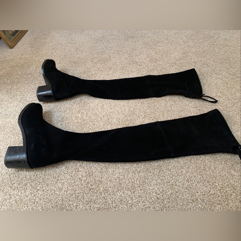STUART WEITZMAN DARLA OVER THE KNEE BLACK SUEDE BOOTS SIZED 9